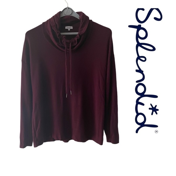 SPLENDID Cowl Neck Burgundy long Sleeve Sweater size S - Picture 1 of 8
